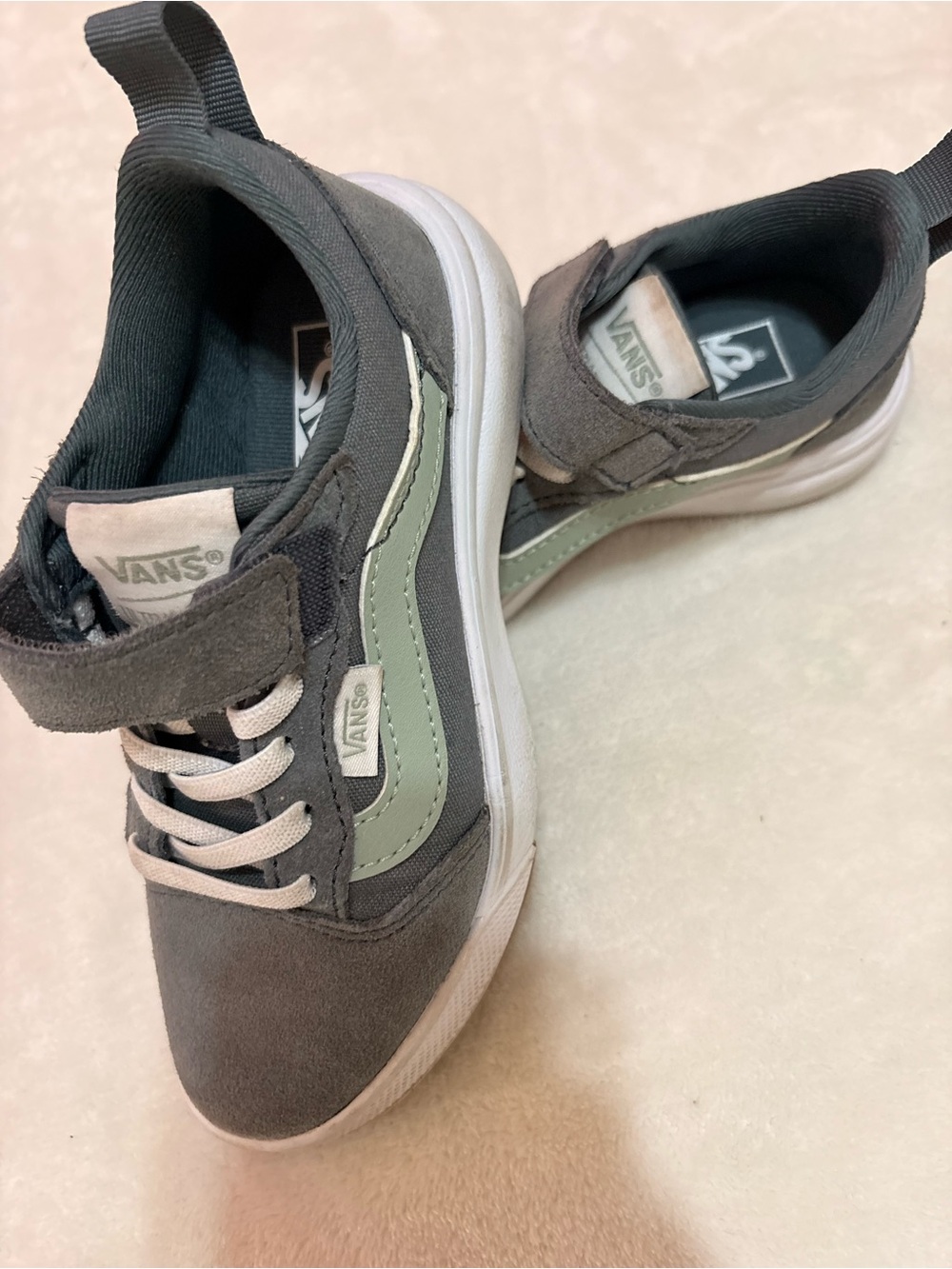 Vans Kids' Gray & Light Green Sidewall Sneakers